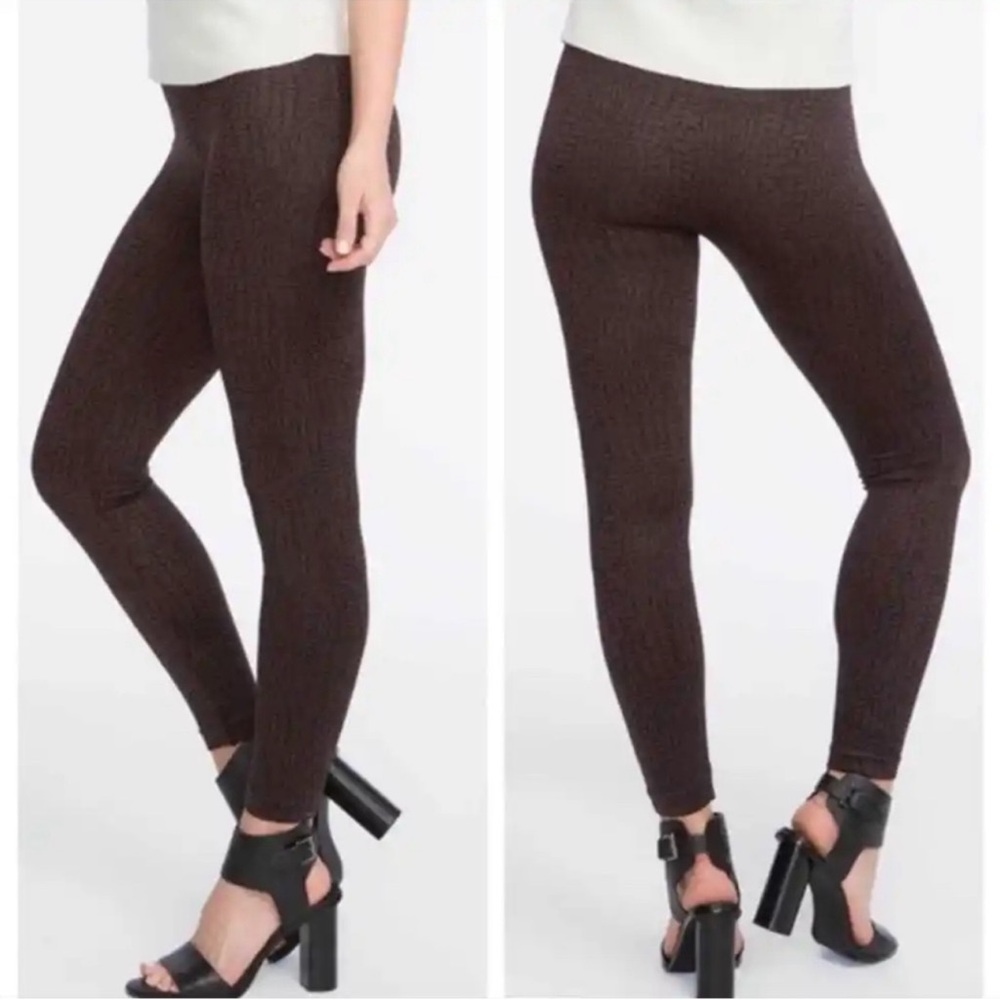 SPANX Look At Me Now Crocodile Print Leggings Black Brown Size Small NWOT